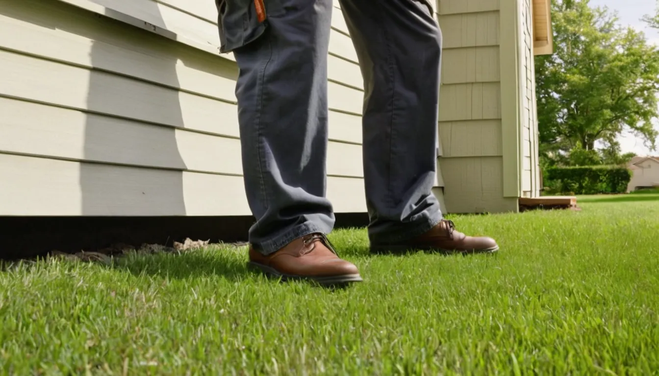 Homeowner pointing out a gap near a foundation wall to a pest control provider in Wildwood