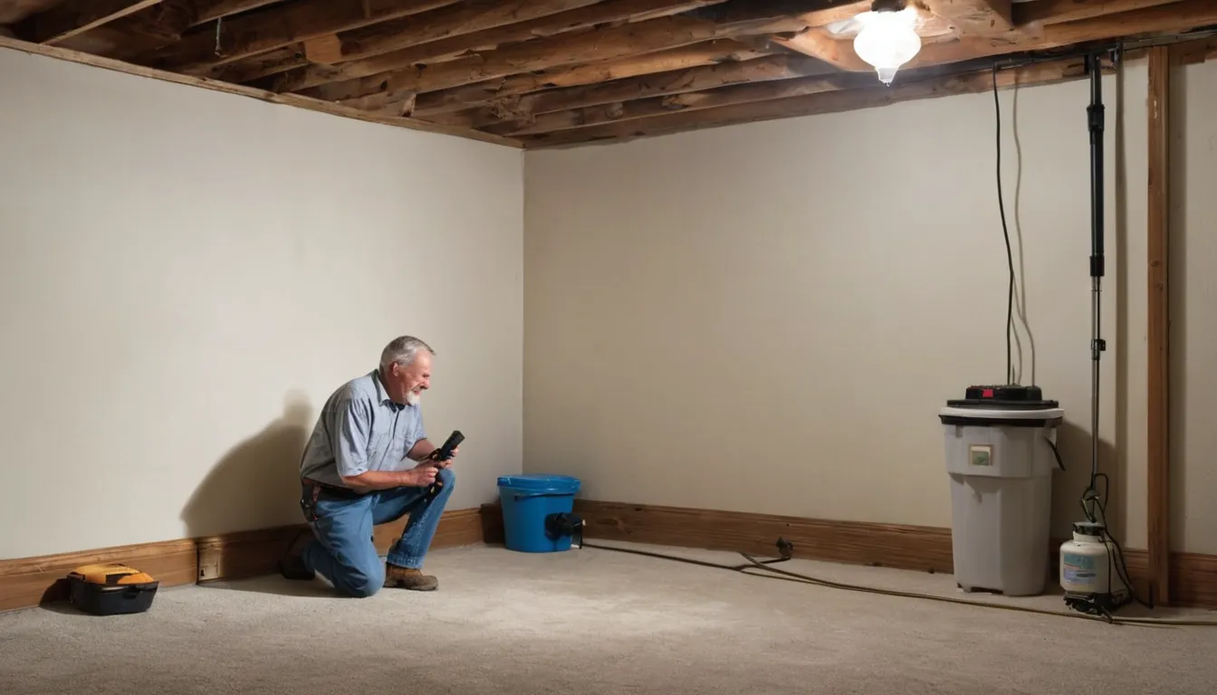 A local termite provider inspecting a basement foundation wall in a home in Wildwood